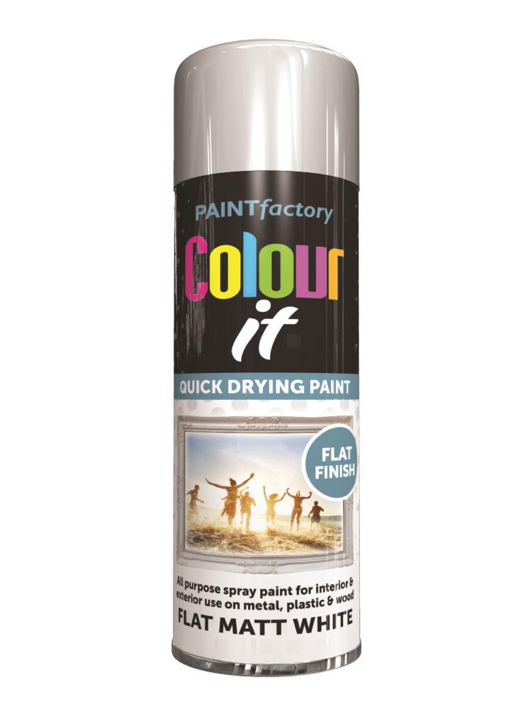 Paint Factory Colour it Spray Flat Matt White 250ml Paint Factory Colour it Spray Flat Matt White 250ml